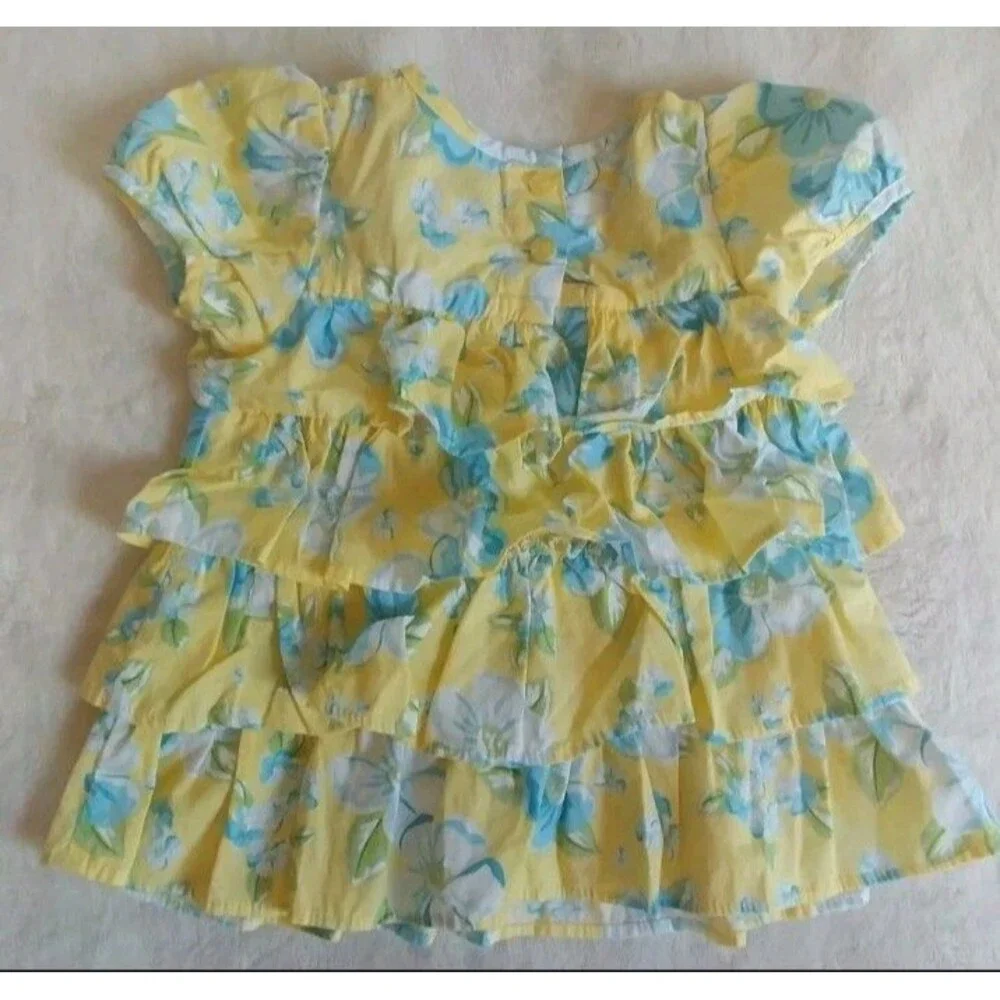 dress 12 months Girls Heartstrings sleeveless yellow floral summer ruffle Baby